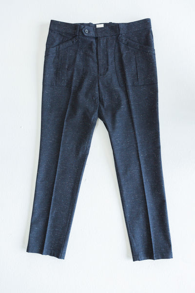 Pleated Pocket Pant - Slubbed Navy