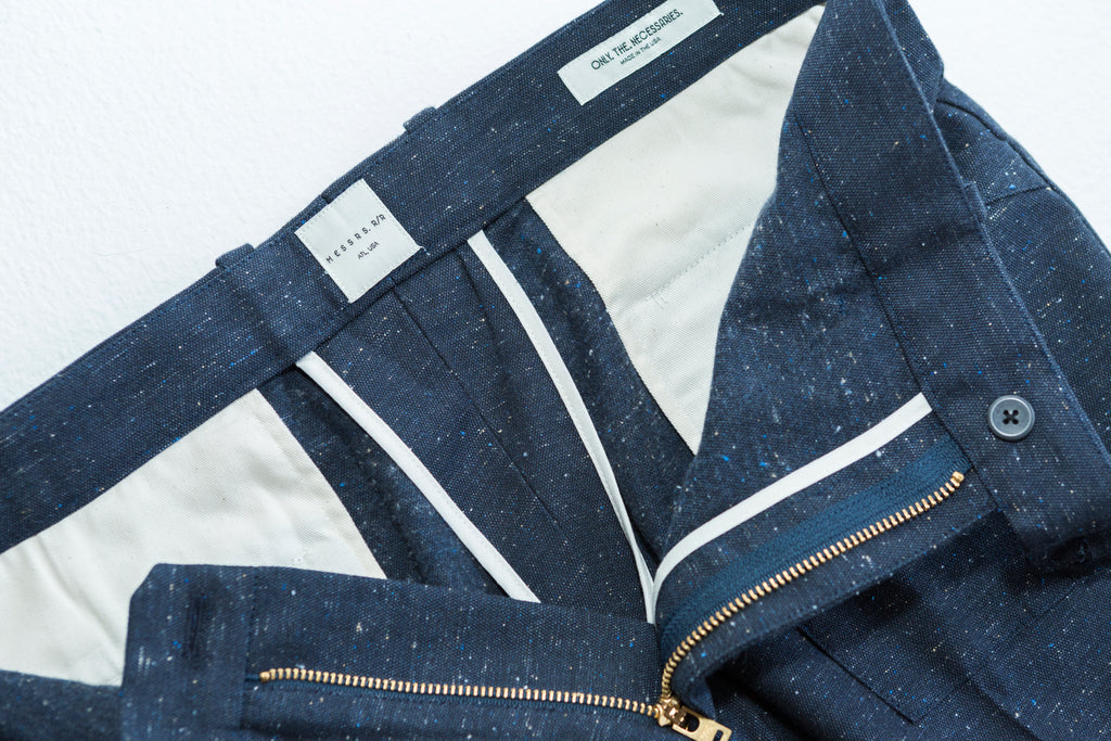 Pleated Pocket Pant - Slubbed Navy